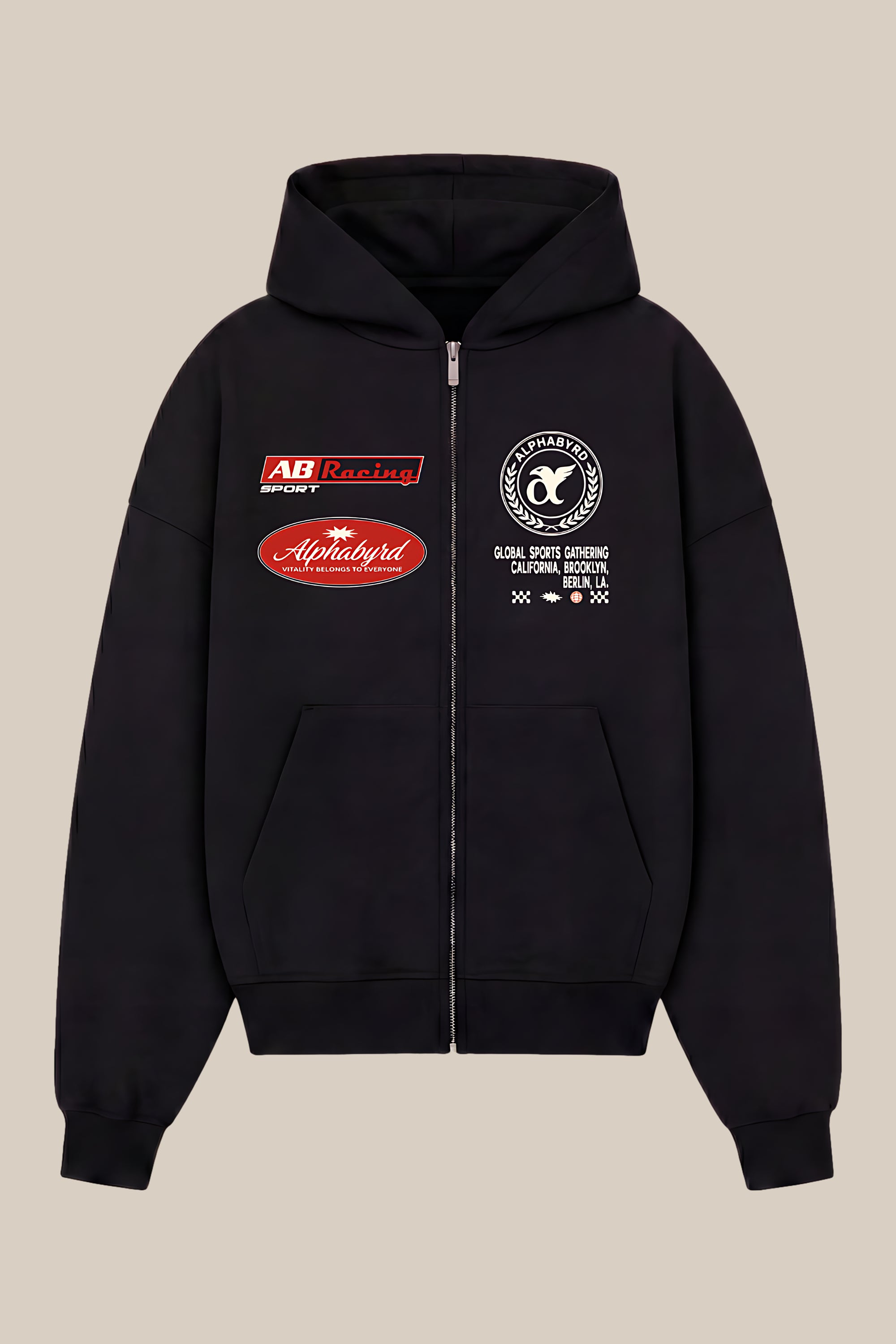 AlphaByrd Racing Team Oversize Zip Hoodie BLK