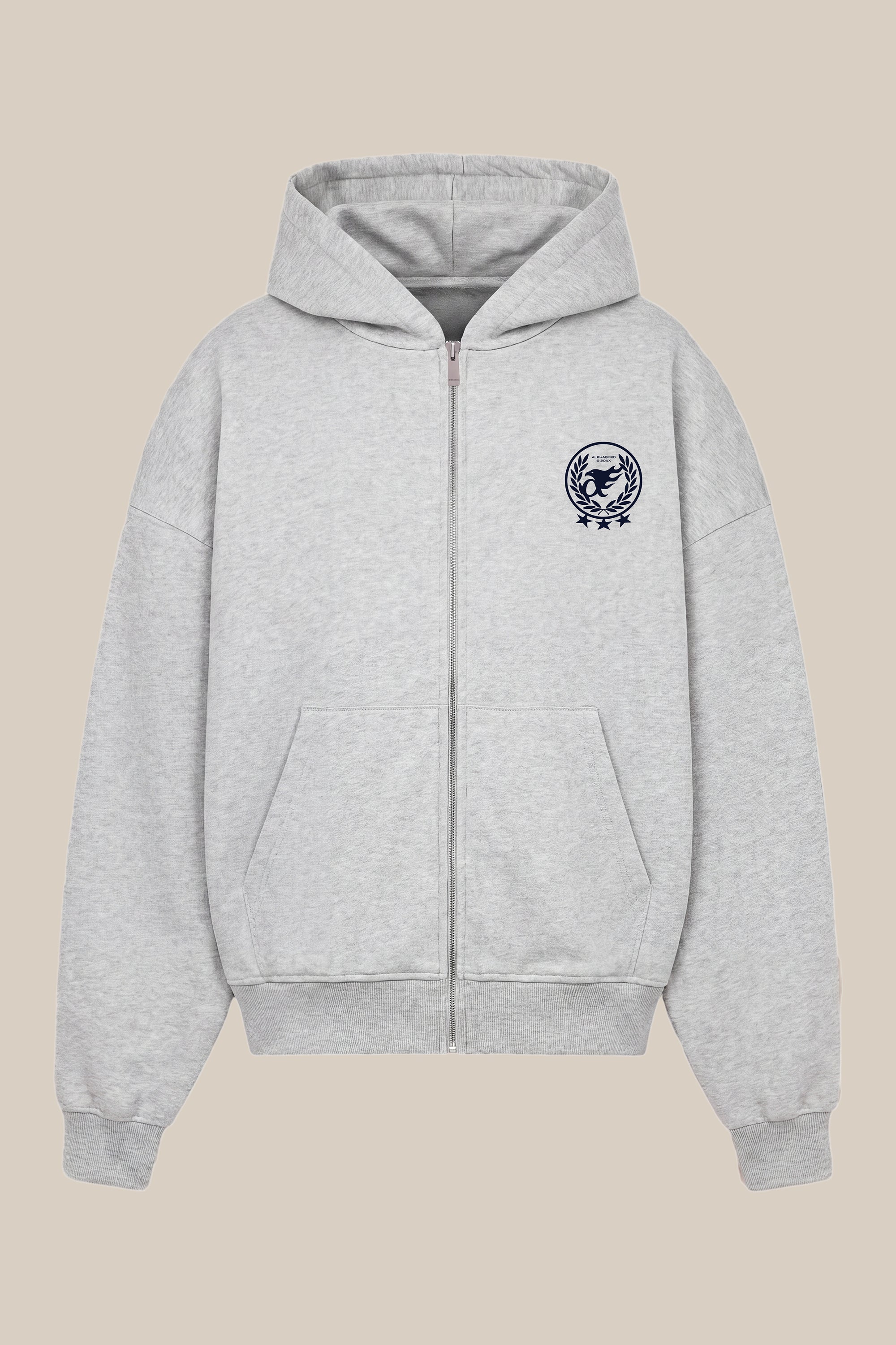 AlphaByrd Crest Oversize Zip Hoodie