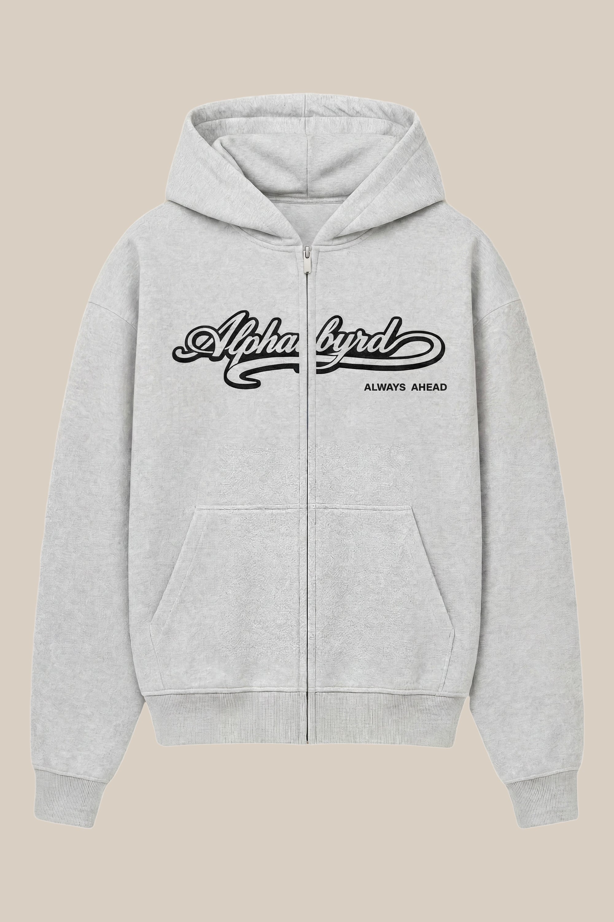 AlphaByrd Varsity Script Oversize Zip Hoodie
