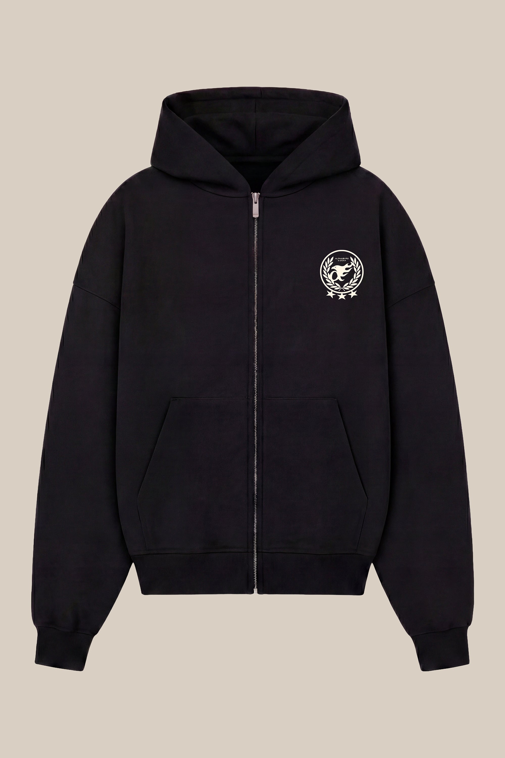 AlphaByrd Crest Oversize Zip Hoodie
