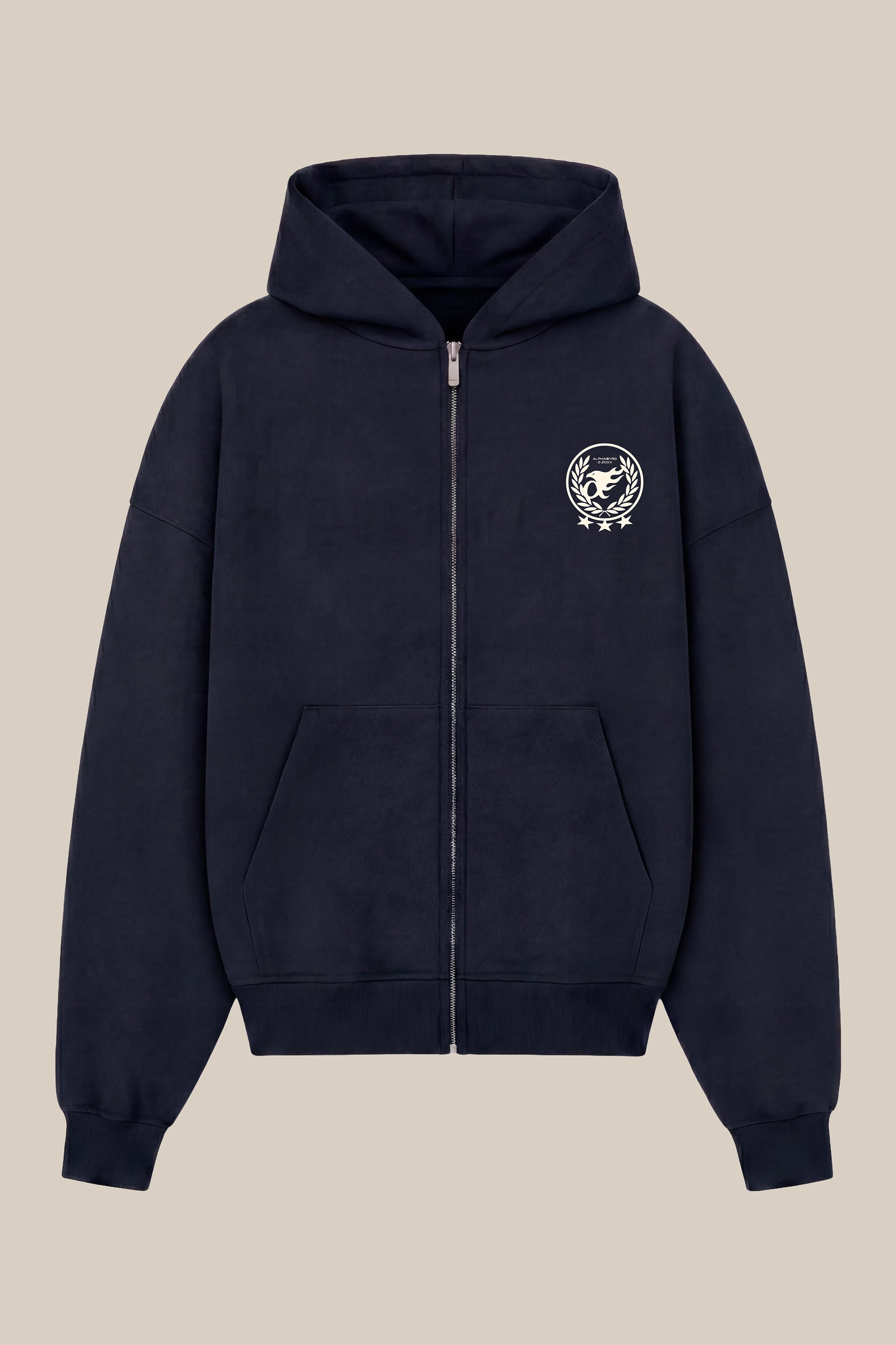AlphaByrd Crest Oversize Zip Hoodie
