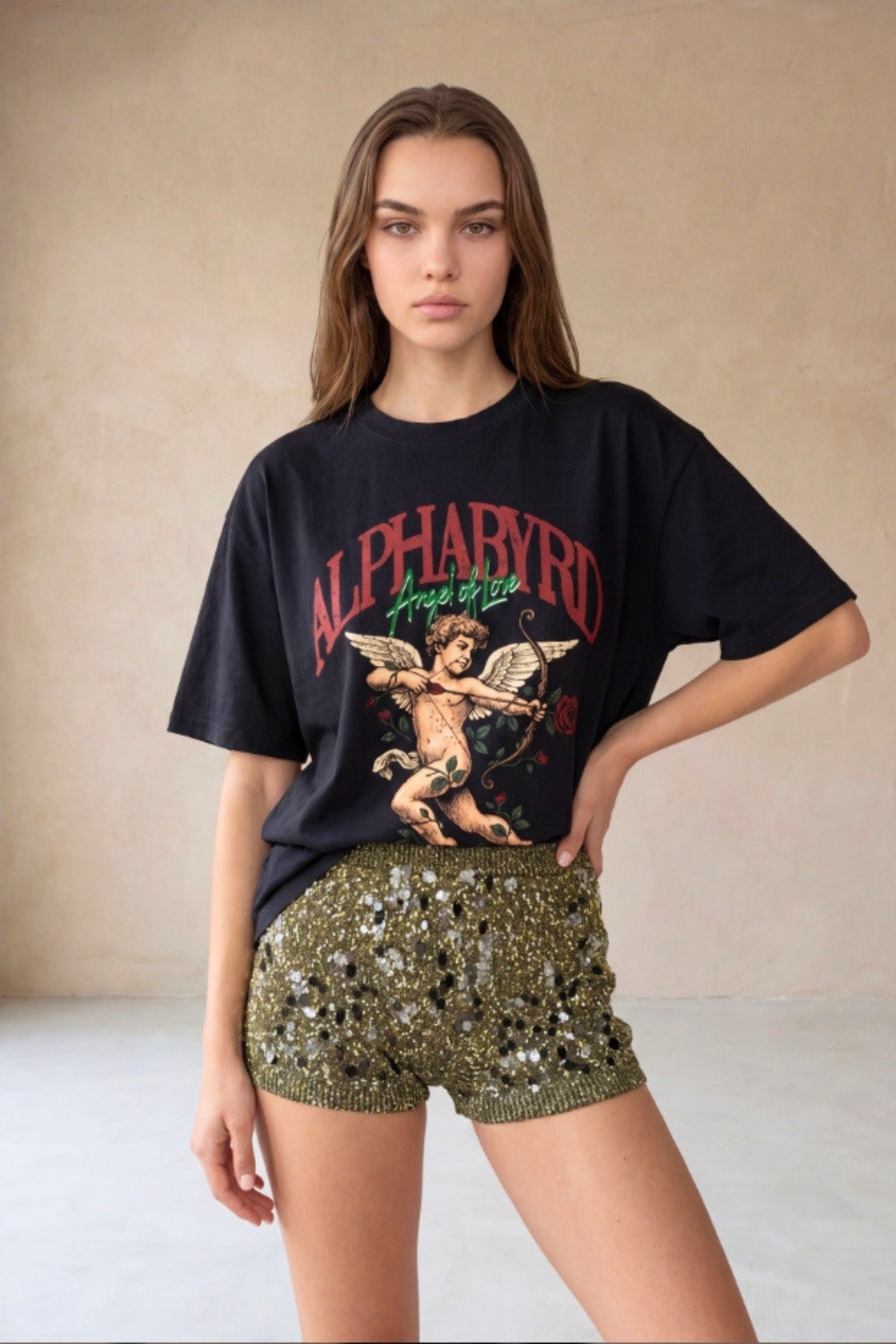 ANGEL OF LOVE OVERSIZED TEE BLACK