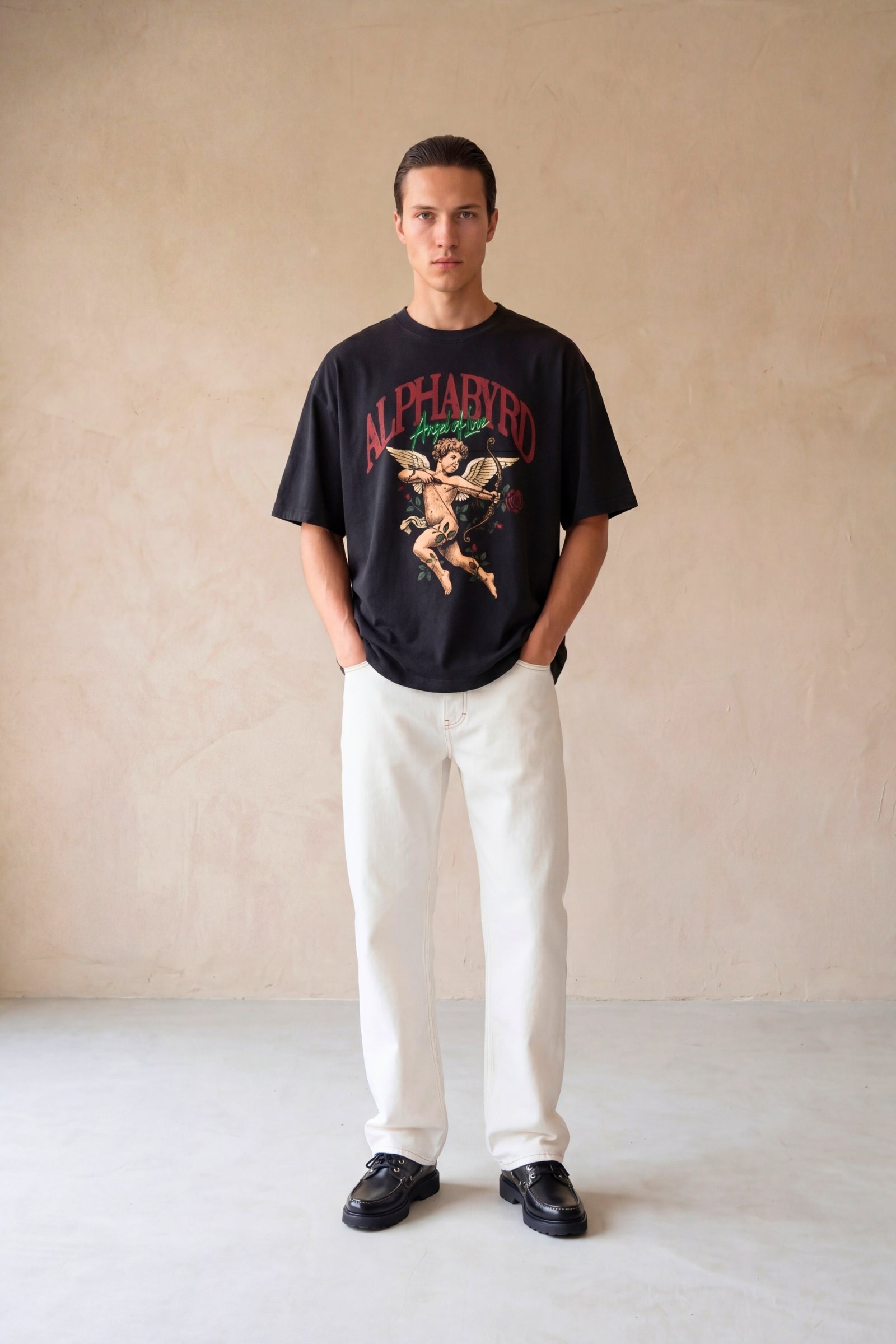 ANGEL OF LOVE OVERSIZED TEE BLACK