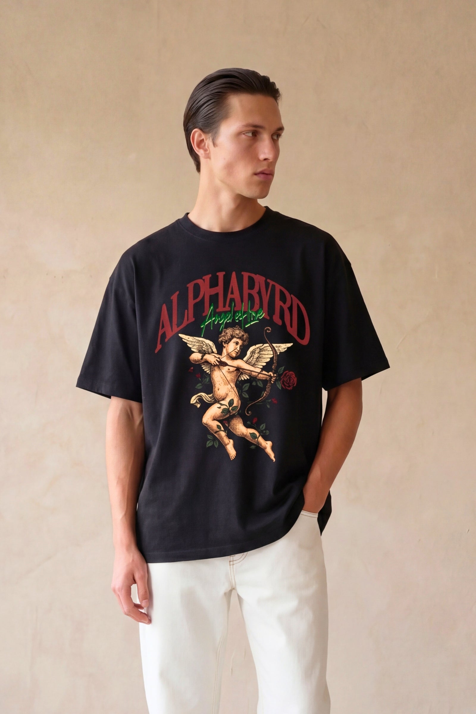 ANGEL OF LOVE OVERSIZED TEE BLACK