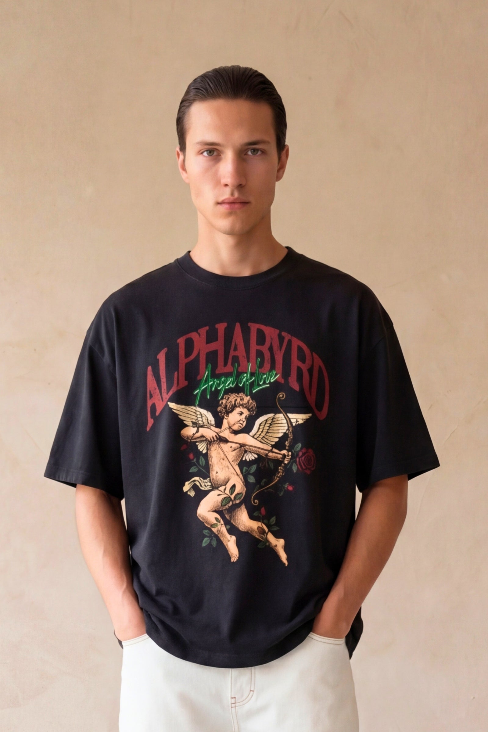 ANGEL OF LOVE OVERSIZED TEE BLACK
