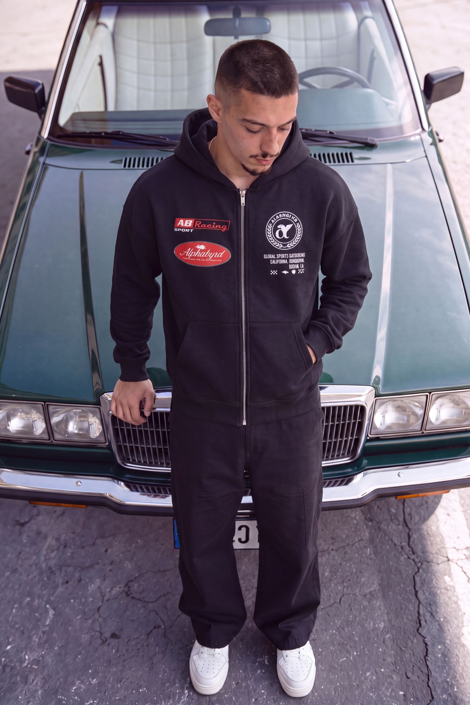 AlphaByrd Racing Team Oversize Zip Hoodie BLK