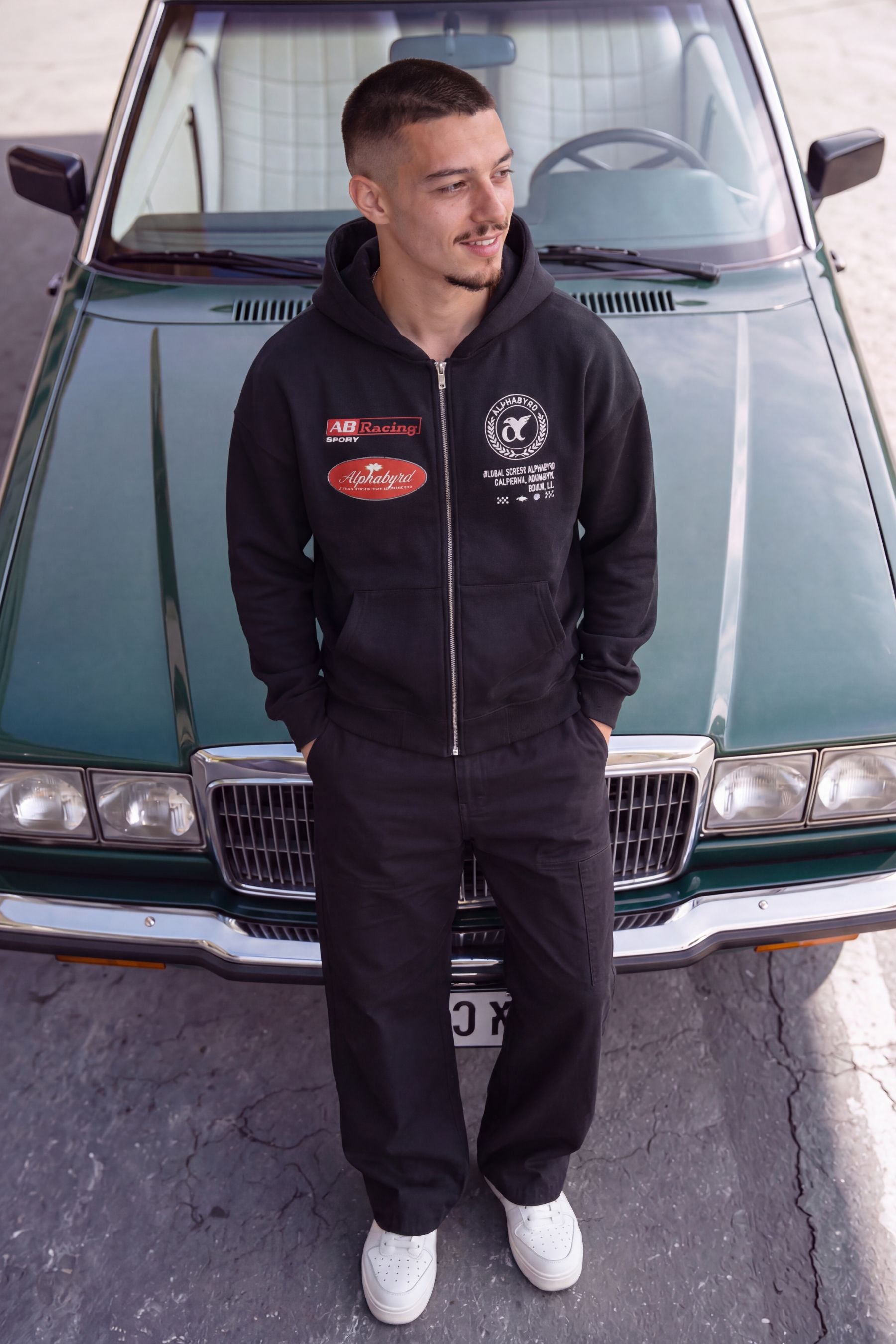 AlphaByrd Racing Team Oversize Zip Hoodie BLK