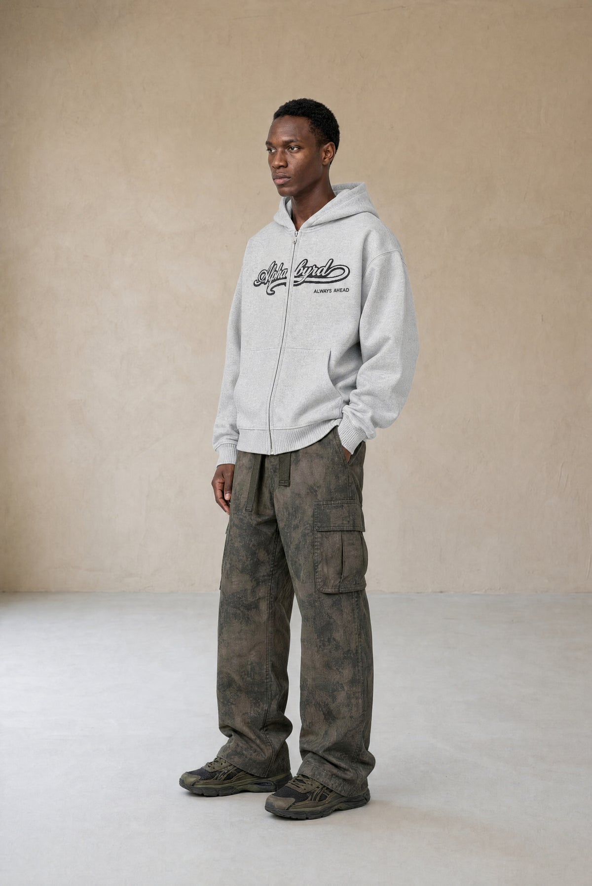 AlphaByrd Varsity Script Oversize Zip Hoodie