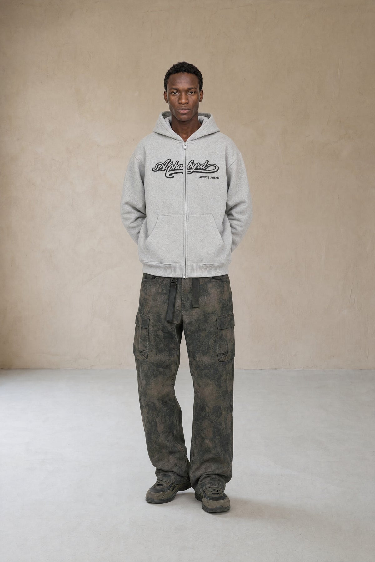 AlphaByrd Varsity Script Oversize Zip Hoodie